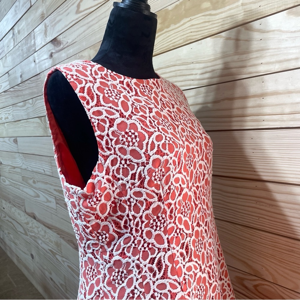 NWT Eva Mendes New York & Co Sleeveless Dress Orange White Lace Plus 16 - Picture 3 of 6